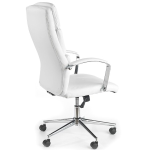 Scaun directorial HM Aurelius, Ergonomic, Piele ecologica, Inaltime ajustabila, Suport lombar, Mecanism balans, 115 kg, 120x65x67 cm , Alb - Img 3