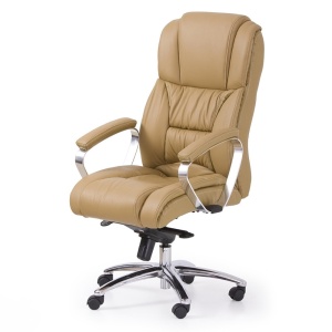 Scaun directorial HM Foster, Piele naturala, Mecanism Multiblock, Roti pivotante, Inaltime ajustabila, 120 kg, 125x68x54 cm, Bej - Img 3