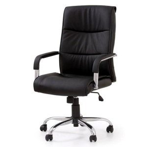 Scaun directorial HM Hamilton, Piele ecologica, Inaltime ajustabila, Mecanism balansare, 150 kg, 111x60x51 cm, Negru - Img 2