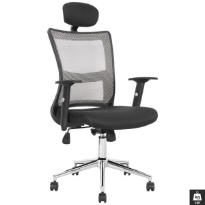 Scaun directorial HM Neon gri, mesh, brate ajustabile, inaltime reglabila, cadru cromat, 100 kg, negru gri