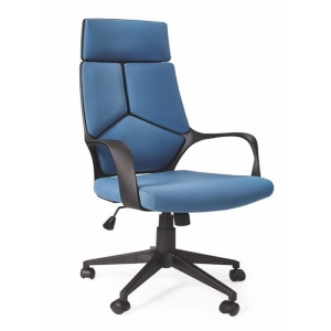 Scaun directorial HM Voyager, Ergonomic, Cadru Polipropilena, Stofa, Tetiera inclusa, Inaltime ajustabila, Mecanism de balans, 100 Kg, Albastru