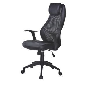 Scaun directorial mesh HM Torino, Ergonomic, Cadru Polipropilena, Piele ecologica, Inaltime reglabila, 110 kg, 124x64x52cm, Negru - Img 2