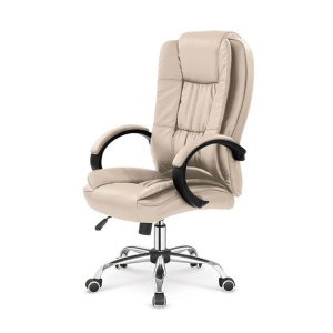 Scaun directorial MH Rudy, Ergonomic, Mecanism balans, Piele ecologica, Rotire 360 , Inaltime reglabila, 110 Kg, Bej - Img 2