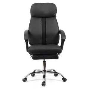 Scaun directorial OFF 321, spatar ergonomic, piele ecologica, suport picioare retractabil, baza cromata, 110 kg, negru - Img 3