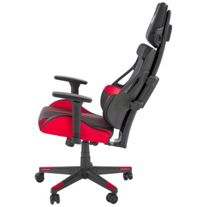 Scaun directorial pentru gaming HM Nitro, piele ecologica stofa, cotiere reglabile, multiblock, ergonomic,120 kg, negru rosu - Img 3