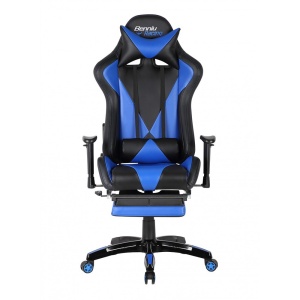 Scaun gaming GN90 Suzuka, suport lombar, perna tetiera, cotiere reglabile, rotativ, mecanism multiblock, 150 kg, negru albastru - Img 2