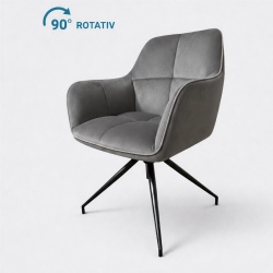 Scaun living rotativ FDC 80, baza metalica, tapiterie catifea, elegant, 100 kg, 91x47x63 cm, gri - Img 4