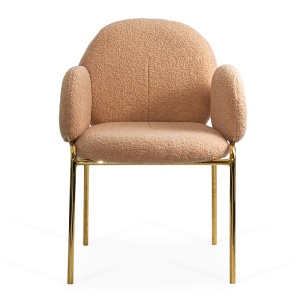 Scaun living si dining BUC282, stofa boucle, structura metalica aurie, elegant, 100 kg - Img 2