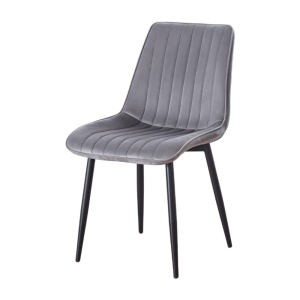Scaun tapitat cu stofa tip catifea AB176, de living si bucatarie, cadru metalic, 88x47x42 cm, gri