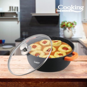 SEMIOALA ALUMINIU TURNAT +CAPAC, 32 CM X 14.5 CM , 10 L, DARK LINE, COOKING BY HEINNER  - Img 3