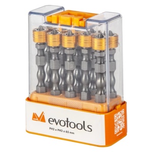 Set 10 piese, varfuri surubelnita PH2, cap dublu cruce, magnetic, 65 mm, Evotools