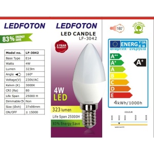 Set 4 Becuri cu led 4W E14 Lumina calda LF 3042 - Img 3