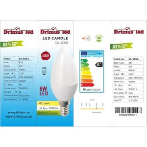 Set 4 Becuri LED Drimus E14 6W lumina rece DL 6062 - Img 2