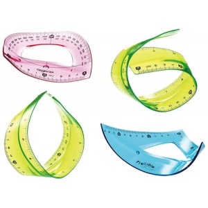 Set geometrie 4 piese, 30 cm, silicon flexibil, diverse culori - Img 2