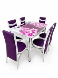 Set masa extensibila cu 6 scaune 331-1 - crini roz