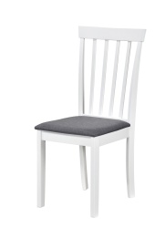 Set masa living rotunda Montreal, lemn masiv, MDF, 90x73.8 cm si 4 scaune Houston, stofa,100 kg, 94x49x40 cm, alb gri - Img 3