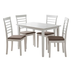 Set masa living si bucatarie Bali, MDF, 112x72x74 cm si 4 scaune Montreal, lemn masiv, tapiterie stofa, 100 kg, alb - Img 3