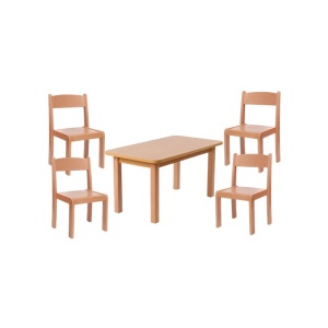 Set masa si 4 scaune gradinita Bambi, H31, natur - Img 1