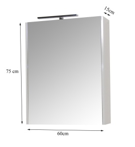 Set mobilier baie cu lavoar ceramic, GN0541, front MDF, 2 sertare, 60 cm, picioare cromate reglabile si dulap cu oglinda GN5011, MDF, iluminare led, cu usa, 3 rafturi, soft close, alb - Img 2