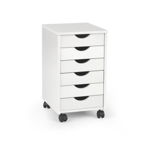 Set mobilier birou copii HM Lima B1, PAL lucios, spatii depozitare, cu scaun HM Ibis Butterfly, stofa piele ecologica, 100 kg si dulapior rulant HM Simon 2, cu roti, front MDF, alb - Img 2
