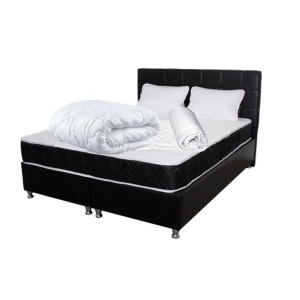 Set Saltea ortopedica, Praga 180x200x22 cm, cu plasa de arcuri tip Bonell, box spring system, fermitate medie, sistem de aerisire perimetral, Saltsib, 2 perne matlasate 50x70cm, husa hipoalergenica si pilota vara, microfibra, 180x200 cm, lavabila la 95 C - Img 2