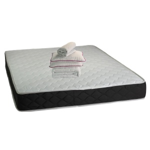 Set Saltea ortopedica, Praga 180x200x22 cm, cu plasa de arcuri tip Bonell, box spring system, fermitate medie, sistem de aerisire perimetral, Saltsib plus Pachet textile Avantaj cu 2 perne matlasate, 50x70cm, husa hipoalergenica si pilota iarna, 200x200cm