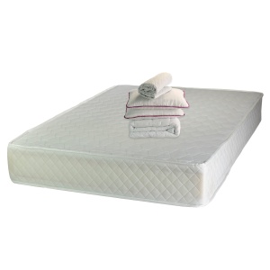 Set Saltea ortopedica Uranus Standard Spring Comfort 140x200x26cm, plasa arcuri Bonell, fermitate mediu-tare, Saltsib, 2 perne matlasate hipoalergenice, 50x70cm, protectie microfibra, cu elastice pe colturi si pilota iarna, lavabila la 95 C, 180x200cm