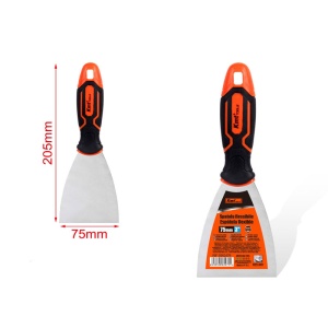Spaclu din inox, 75 mm, maner PVC, antiderapant, Kmt Tools