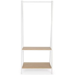 Stender haine cu suport incaltaminte GN Harry, metalic, polite, 64x40x150 cm, alb stejar - Img 3