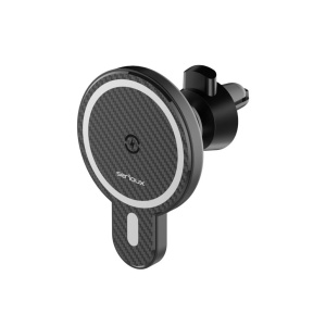 Suport Auto Telefon Serioux, cu incarcare Wireless 15W, compatibil MagSafe, prindere grila ventilatie, Intrare: 5V=2A 9V=2A, Ieșire: 5W 7.5W 10W 15W(Max), Dimensiuni: 61*84*71mm - Img 2