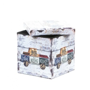 Taburete cu spatiu depozitare, Design, MDF Piele ecologica, 100 kg, 38 x 38, Truck - Img 3
