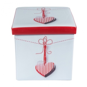 Taburete cu spatiu depozitare, Design, MDF Piele ecologica, 100 kg, 38 x 38, Martisor - Img 2