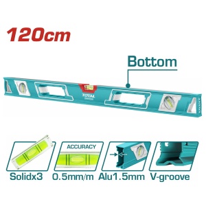 TOTAL - Nivela cu bula - 120cm - precizie 0,5mm (INDUSTRIAL)