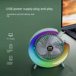 Ventilator portabil 5W, incarcare USB-C, 3 viteze, 5 moduri iluminare, unghi reglabil, diverse culori - Img 5