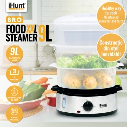 Aparat de gatit cu aburi iHunt Bro Food Steamer XXL 9L - Img 4