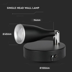 Aplica LED ajustabila neagra 3000k 4.5W V-TAC - Img 2
