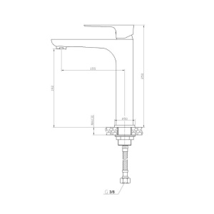 Baterie lavoar inalta negru-crom Laveo 25cm - Img 2