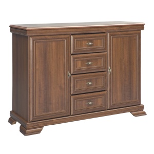 Comoda living si dormitor, VM3, 4 sertare, 2 usi, Pal melaminat, cu insertii MDF, Nuc - Img 2