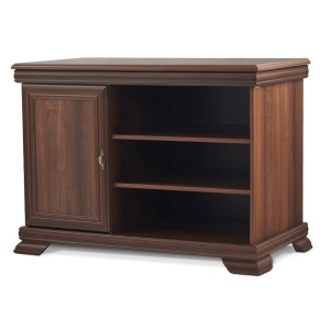 Comoda living VMT, Pal Melaminat, cu o usa, 3 polite, cu elemente din MDF, Nuc - Img 2