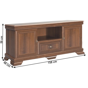 Comoda living VMT2, Pal Melaminat, cu 2 usi, sertar, cu elemente din MDF, Nuc - Img 3