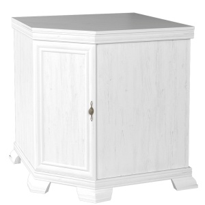 Comoda pe colt pentru living VMN1, Pal Melaminat, cu o usa, o polita, cu elemente din MDF, Alb Antichizat - Img 3