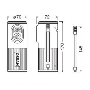 Compresor aer, auto, 180 W, 12 V, afisaj digital, functie powerbank, 8.3 bar, Osram - Img 3