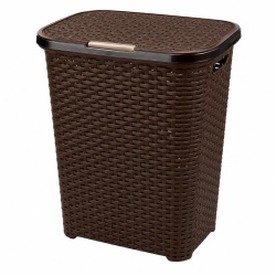 Cos de rufe din plastic, model Ratan, cu capac, 60 L