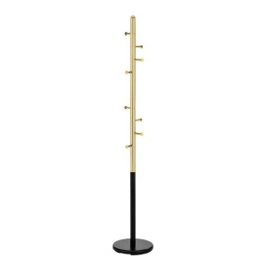 Cuier pom metalic HM W68, 8 agatatori, de podea, design minimalist, elegant, negru auriu - Img 3