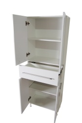 Dulap baie tip coloana GN0051, MDF, 4 rafturi, 4 usi, sertar, picioare reglabile, 60x31.6x166 cm - Img 2
