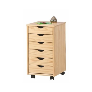 Dulapior rulant HM Nils, cu sertare, cu roti, structura lemn, natur - Img 3