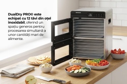 FOOD DEHYDRATOR HEINNER DUALDRY PRO HFD-KDDB1200BKSS, 1000-1200W, LED DISPLAY, DUAL STORAGE WITH AIRFLOW SYSTEM (FAN INSIDE EACH COMPARTMENT), 12 STAINLESS STEEL TRAYS, 2 FRUIT ROLL TRAYS, 2 MESH SHEETS, TEMPERATURE: 35-80 ℃, TIMER: 30 MIN - 48H, - Img 10