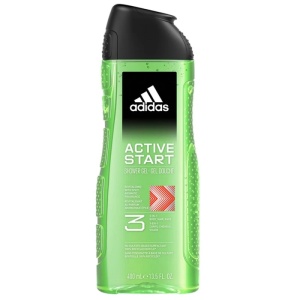 Gel de dus 3 in 1, Adidas Active Start, corp, par si fata, Barbati, 400 ml