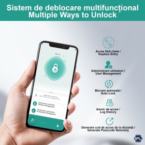 Incuietoare smart, pentru usa, cu broasca, model CittaLock, negru mat - Img 5