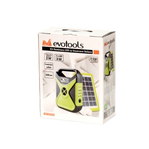 Kit Iluminare LED cu Incarcare Solara, 2 Becuri, Radio si Port USB - Img 4